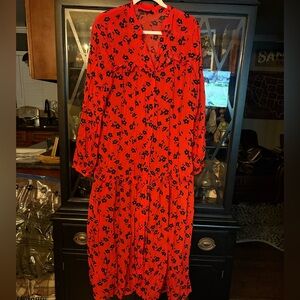 Next Red Floral Ruffle Dress